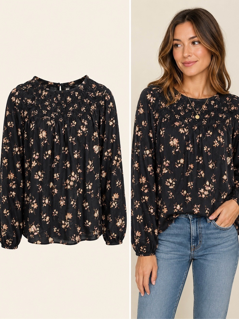 Old Navy | Black Floral Peasant Boho Blouse | XL | Cottagecore Romantic Top